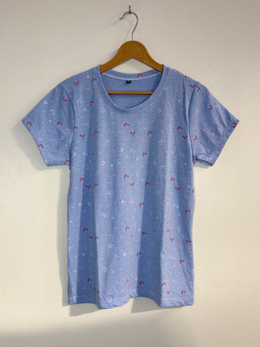 Light Blue Ditsy Floral Print Women's T-Shirt