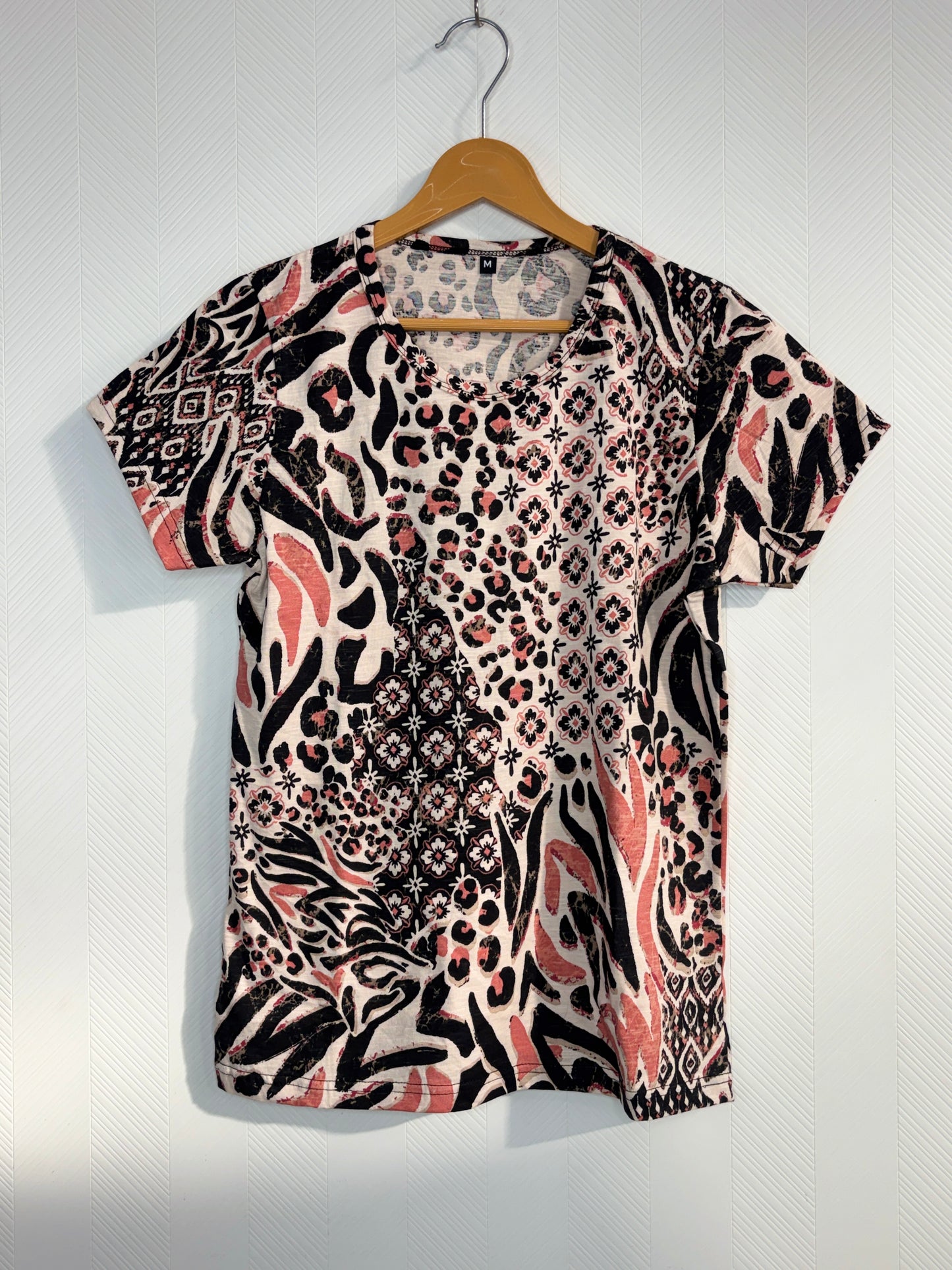 Cream Abstract Animal Print Womens Tshirt