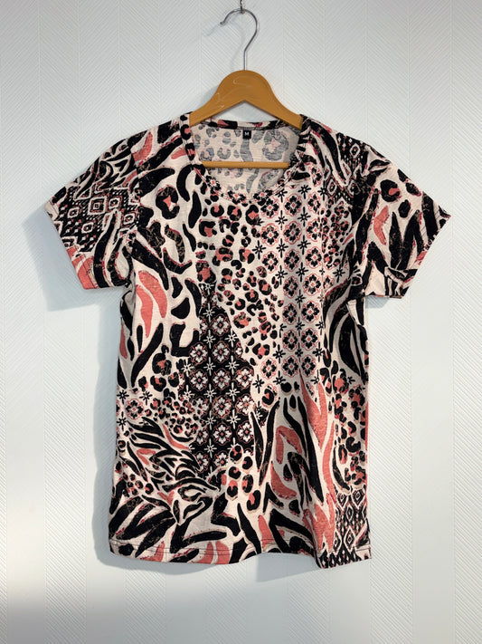 Cream Abstract Animal Print Womens Tshirt