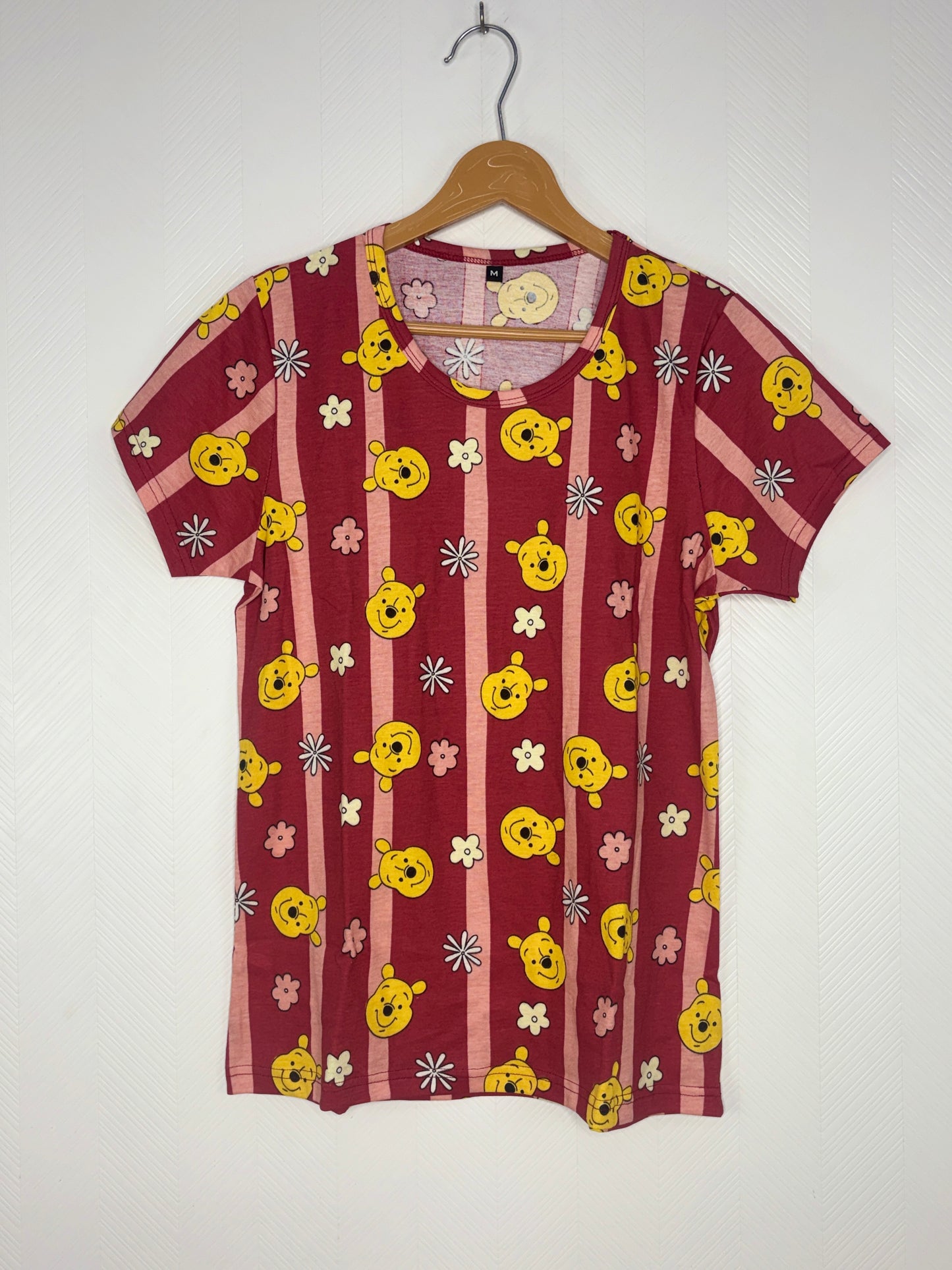 Maroon Winnie Print Women's T-Shirt