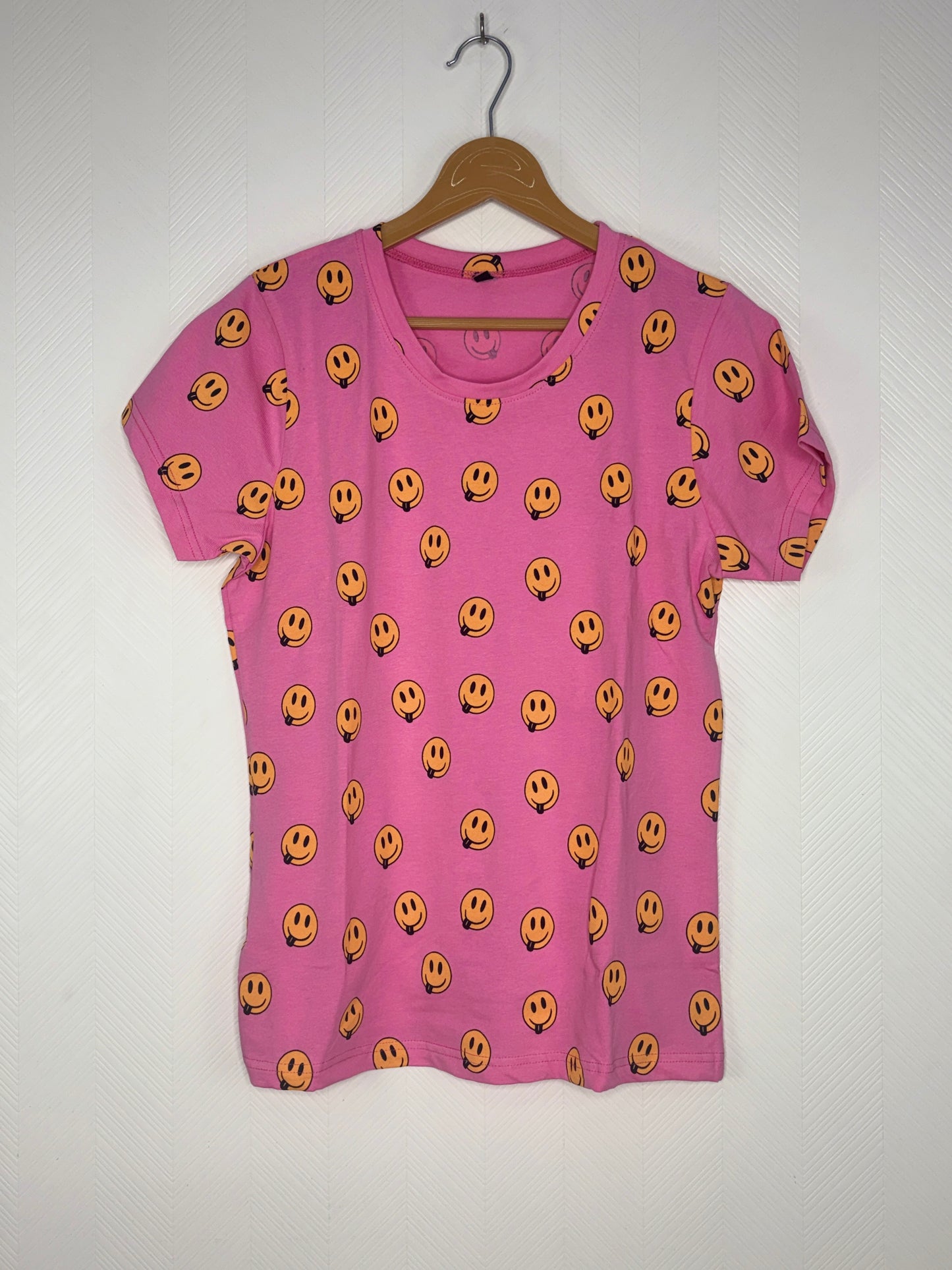 Pink Smiley Print Women's T-Shirt