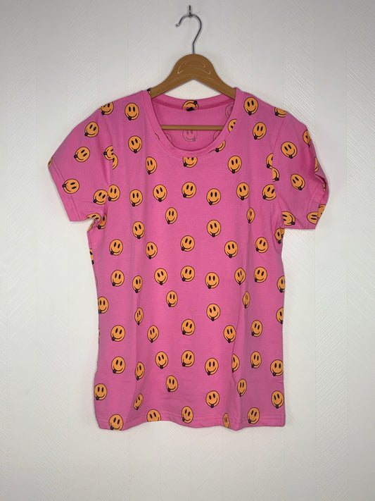 Pink Smiley Print Women's T-Shirt