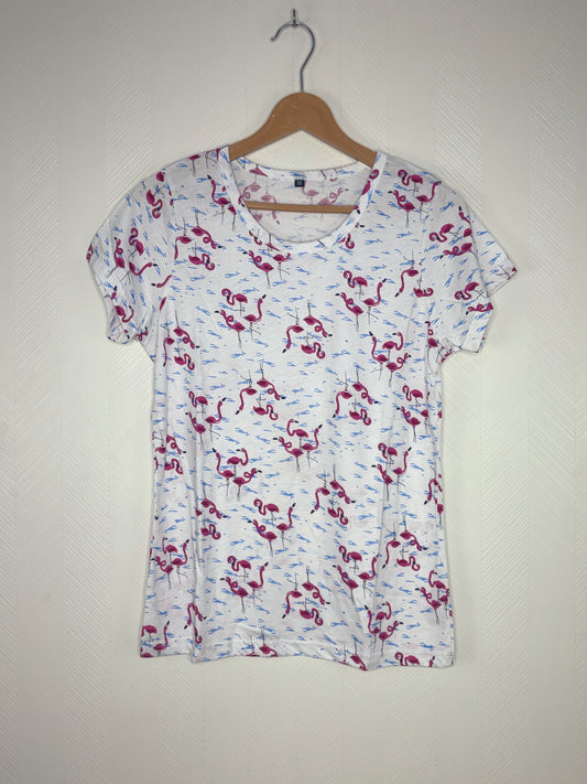 White Flamingo Print Women's T-Shirt
