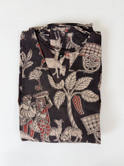 Kalamkari Prints Cotton Frocks Village Print