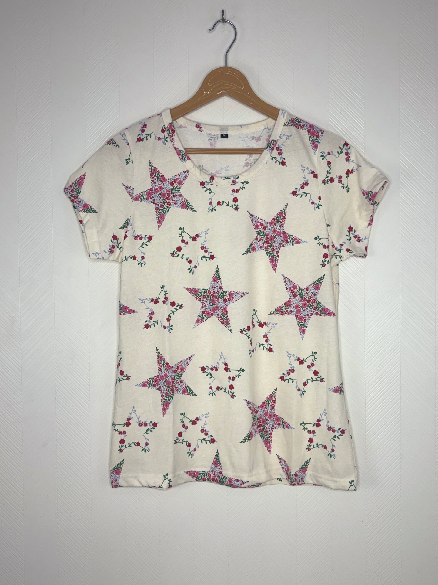 White Floral Star Print Women's T-Shirt