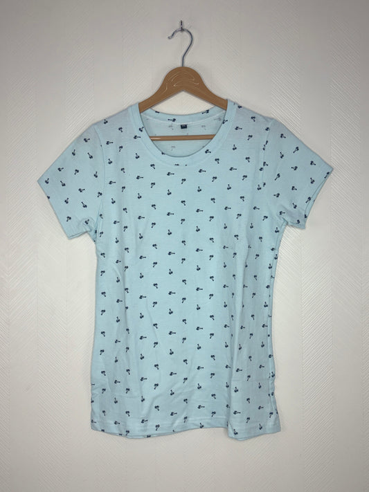 Light Blue Palm Tree Print Women's T-Shirt