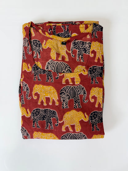 Kalamkari Prints Cotton Frocks Elephant Print