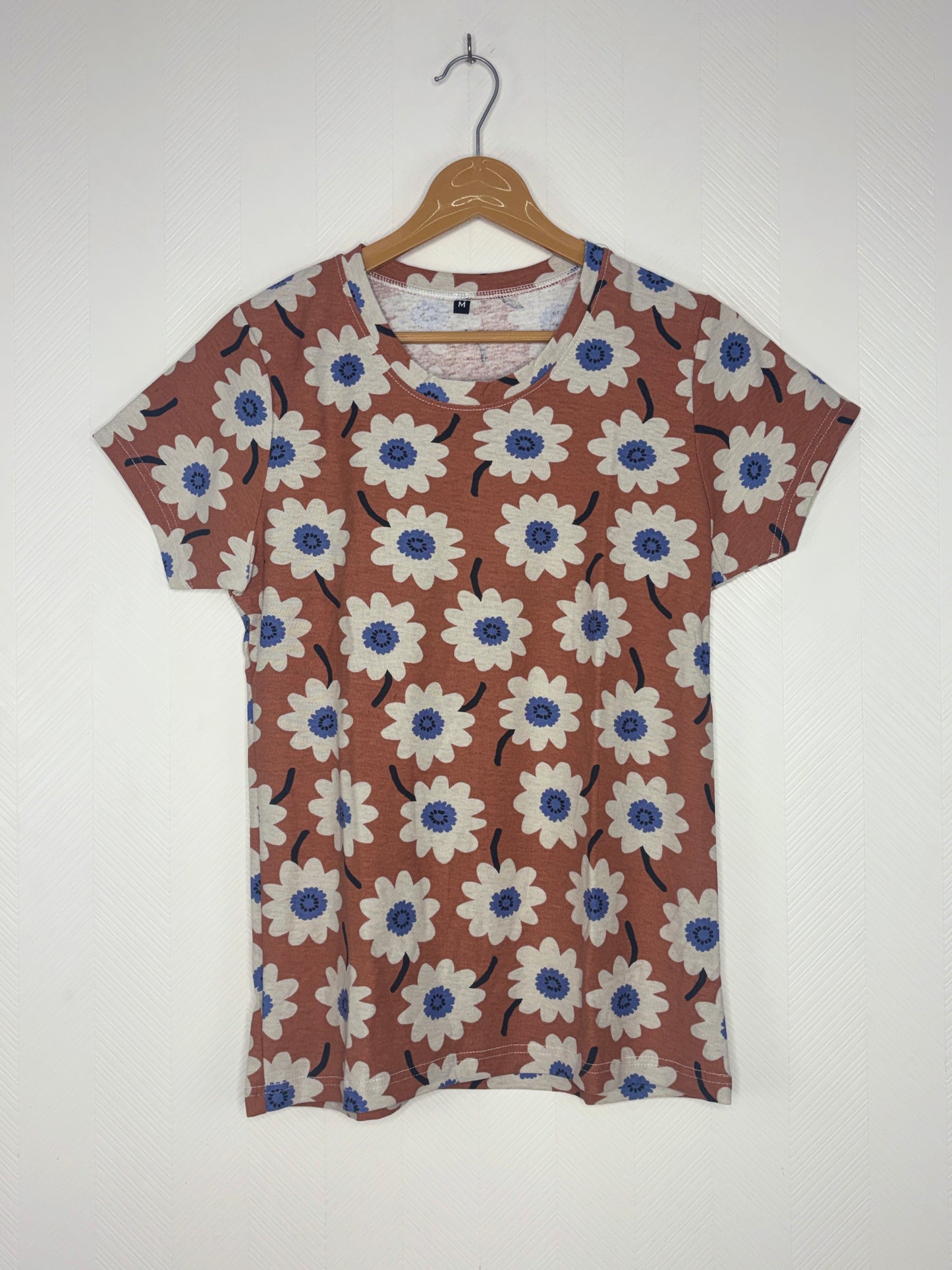 Brown Floral Print Women's T-Shirt