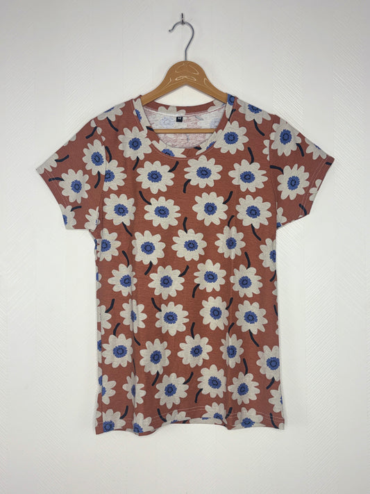 Brown Floral Print Women's T-Shirt