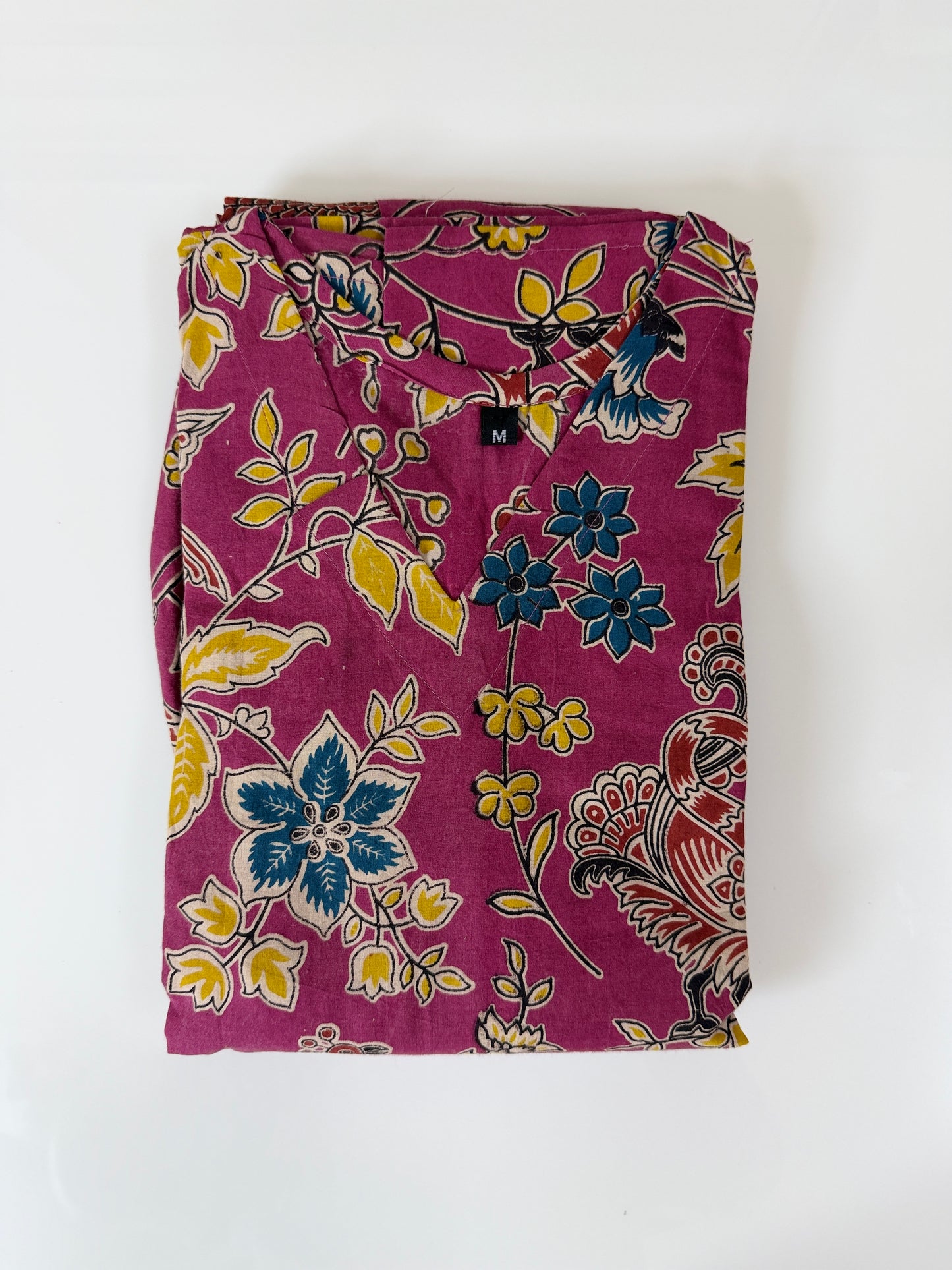 Kalamkari Prints Cotton Frocks Peacock Floral Print