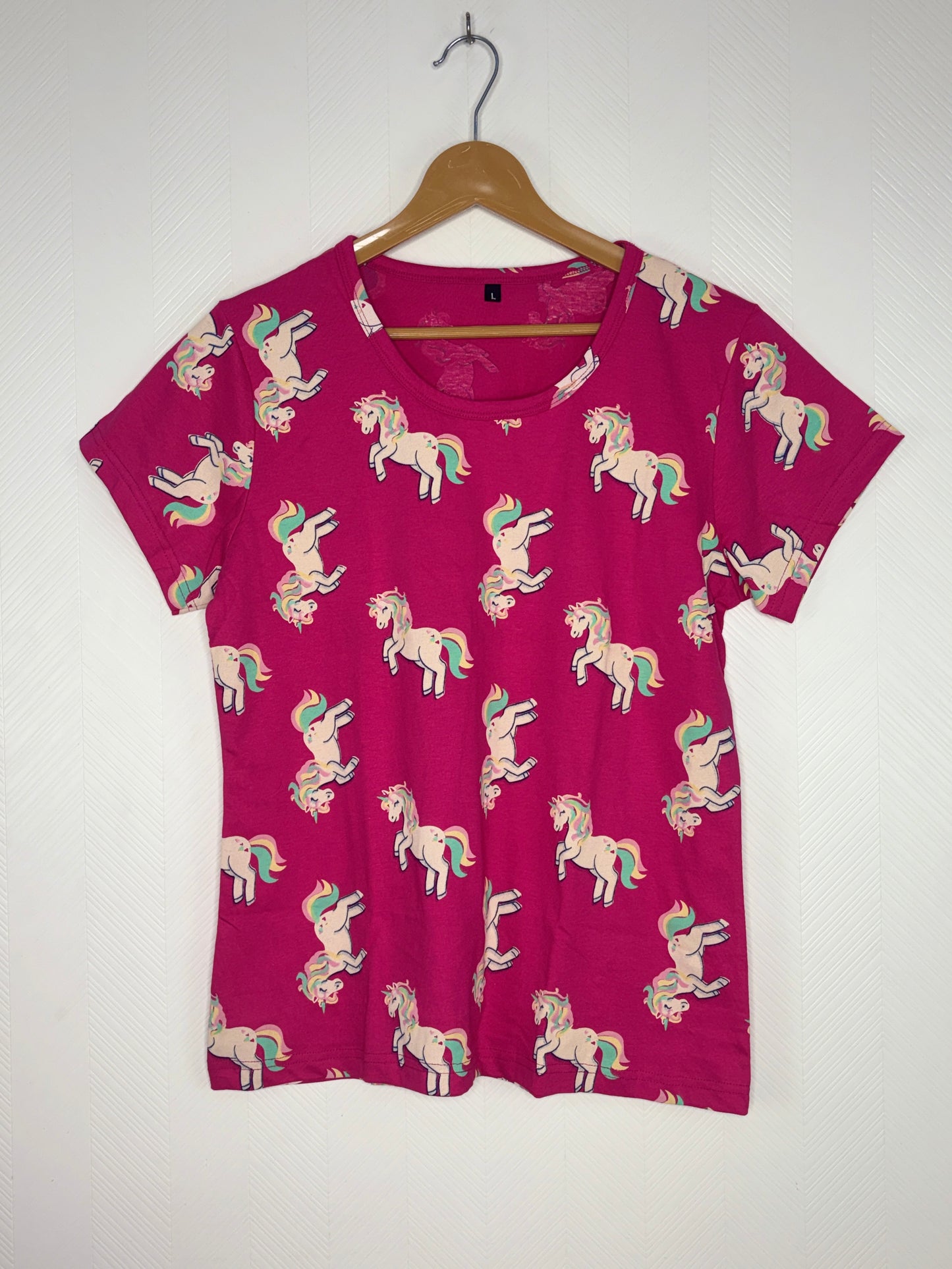 Pink Unicorn Print Womens Tshirt