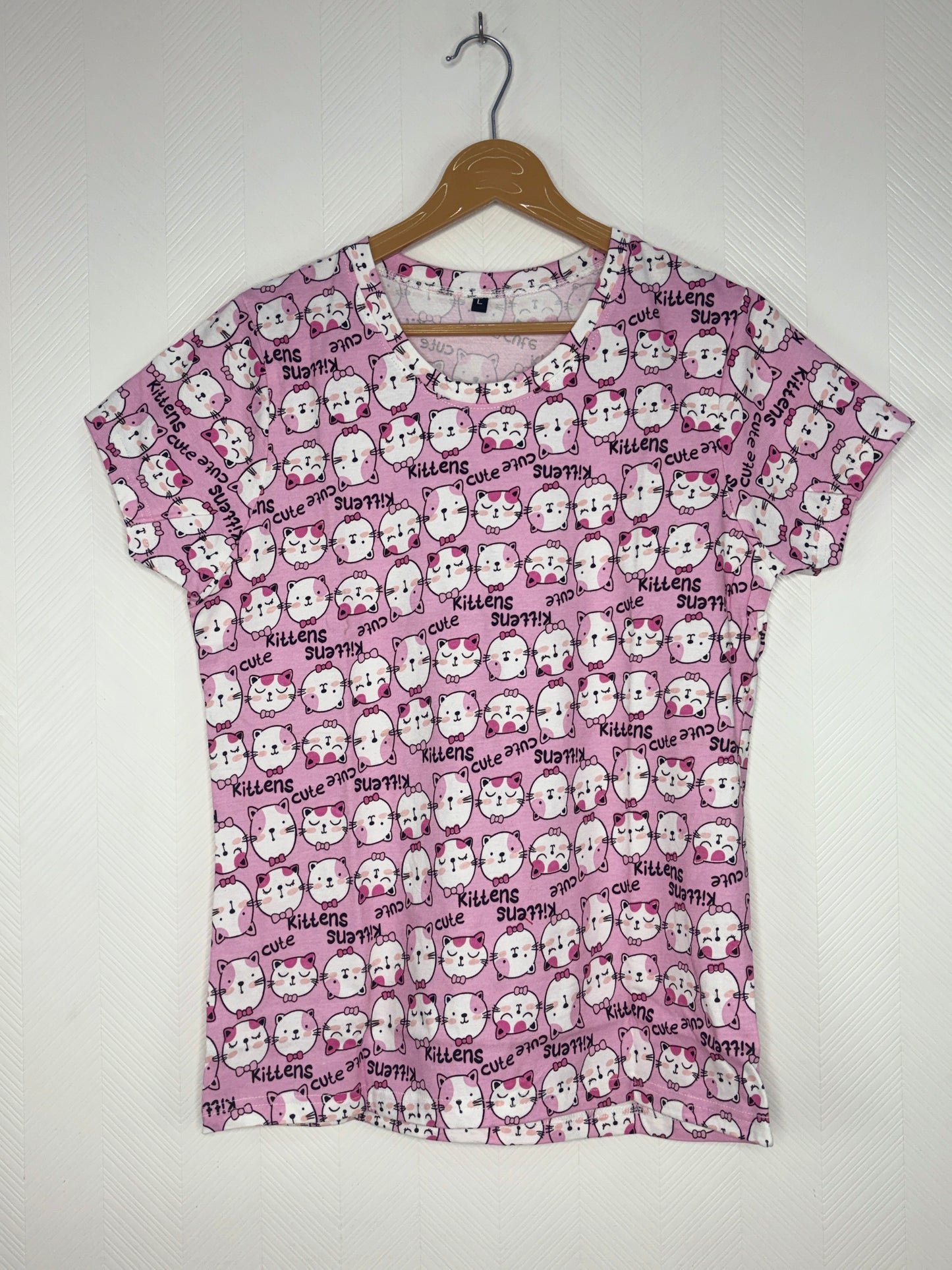 Pink Kitten Print Womens Tshirt