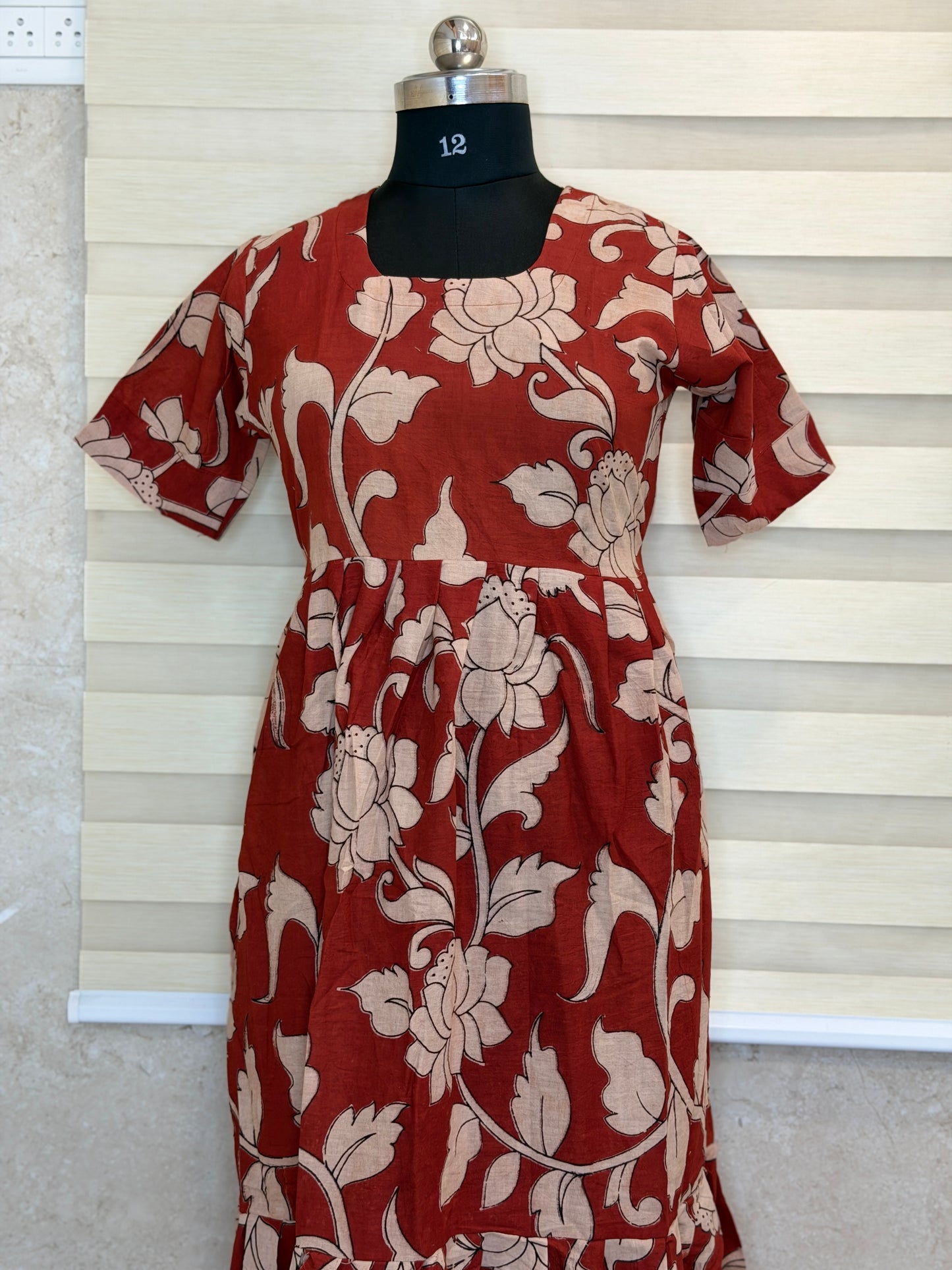 Kalamkari Prints Cotton Frocks Lotus Print