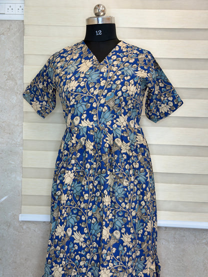 Kalamkari Prints Cotton Frocks Fish Print