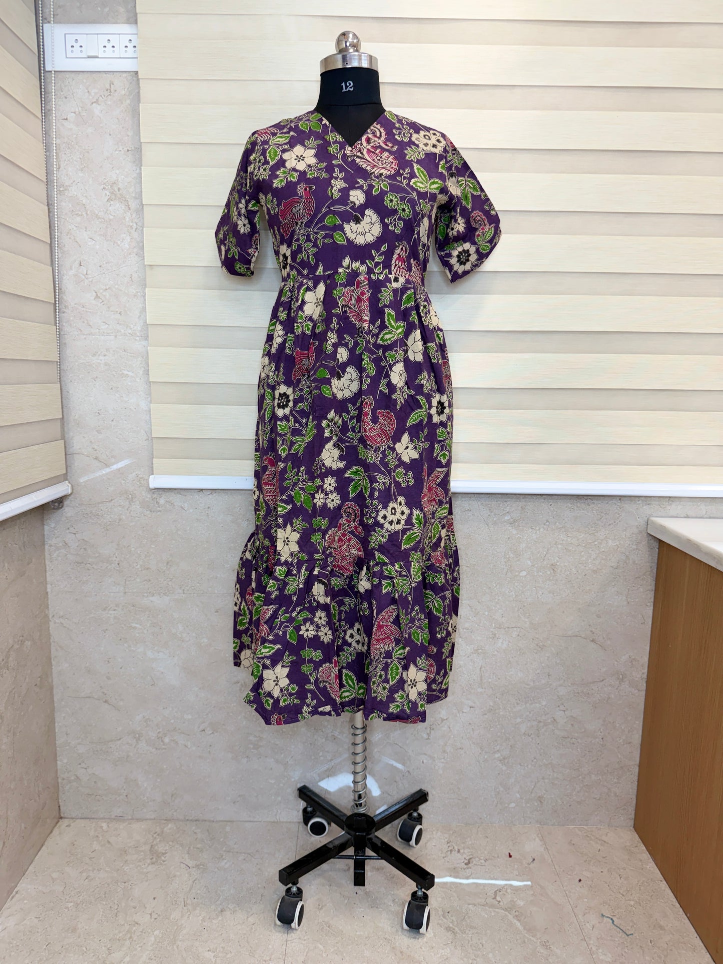 Kalamkari Prints Cotton Frocks Bird Print