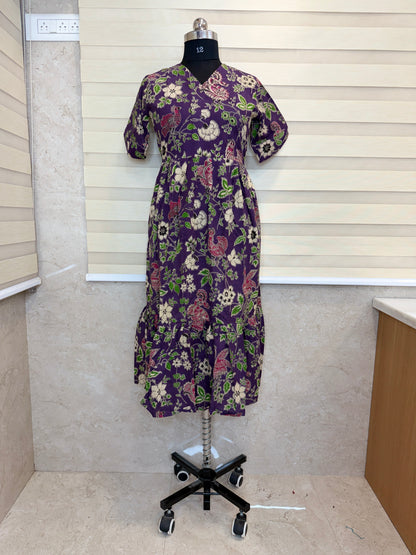 Kalamkari Prints Cotton Frocks Bird Print