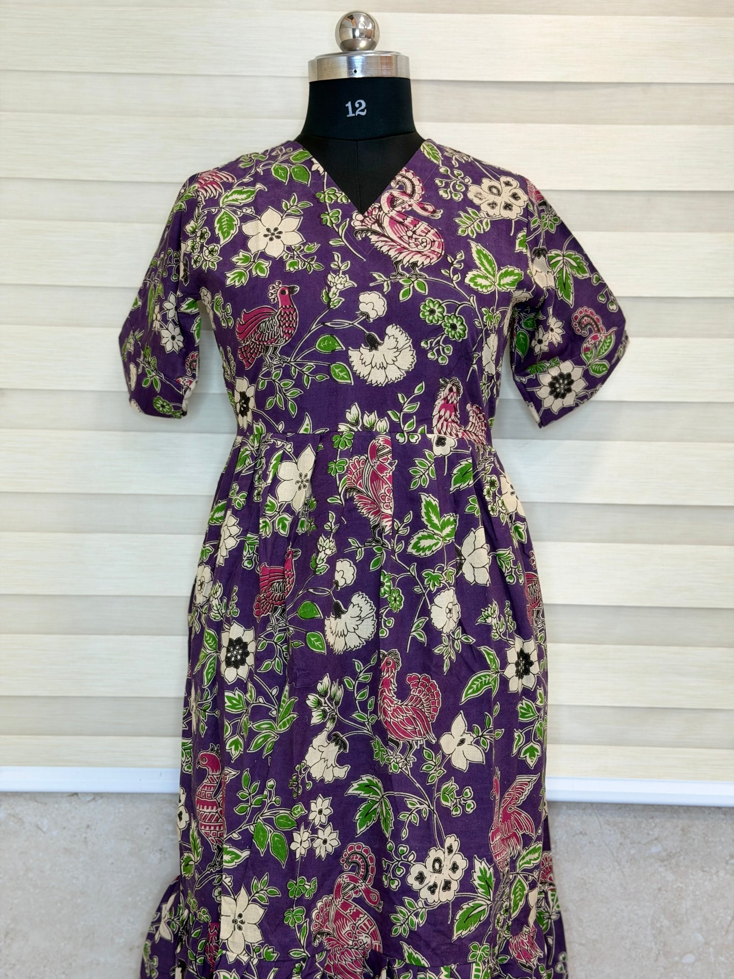 Kalamkari Prints Cotton Frocks Bird Print