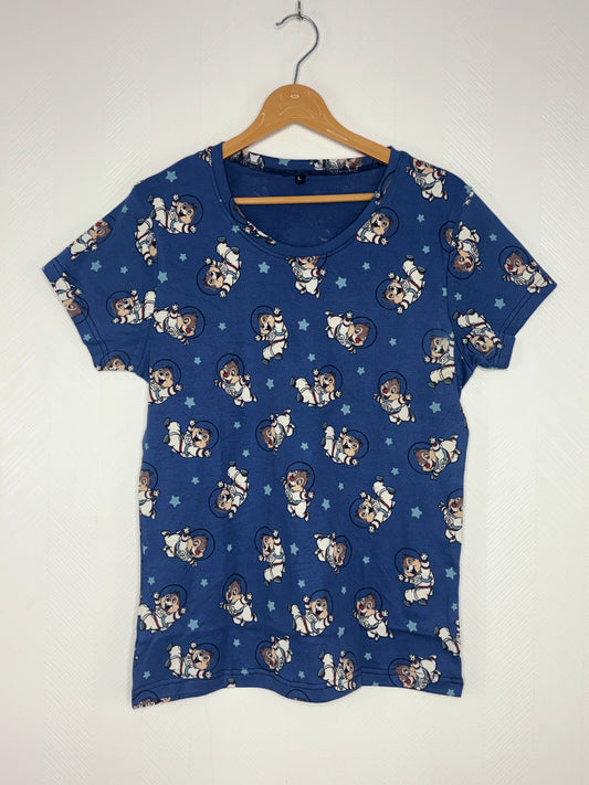 Royal Blue Astronaut Cartoon Print Women's T-Shirt