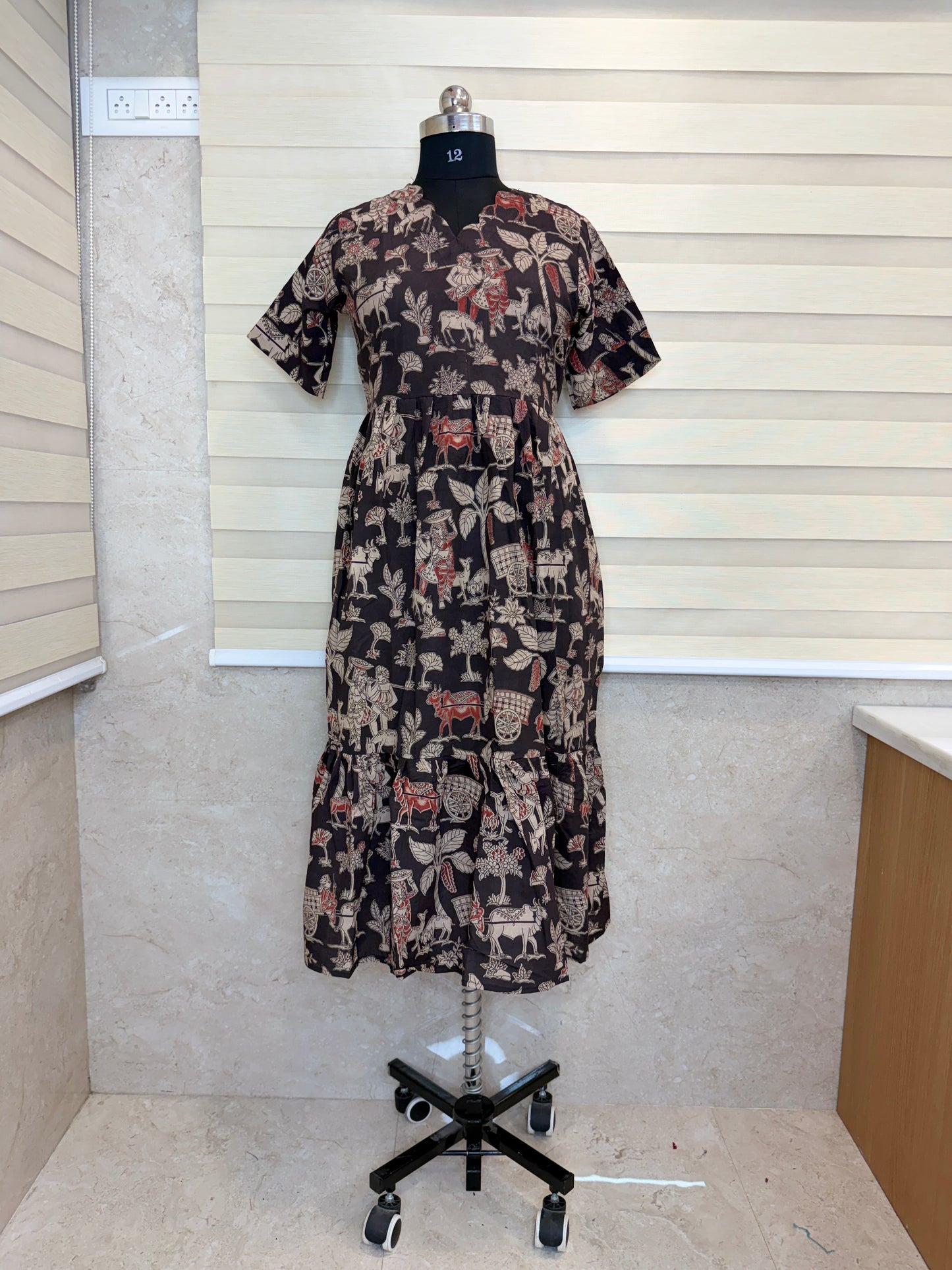 Kalamkari Prints Cotton Frocks Village Print