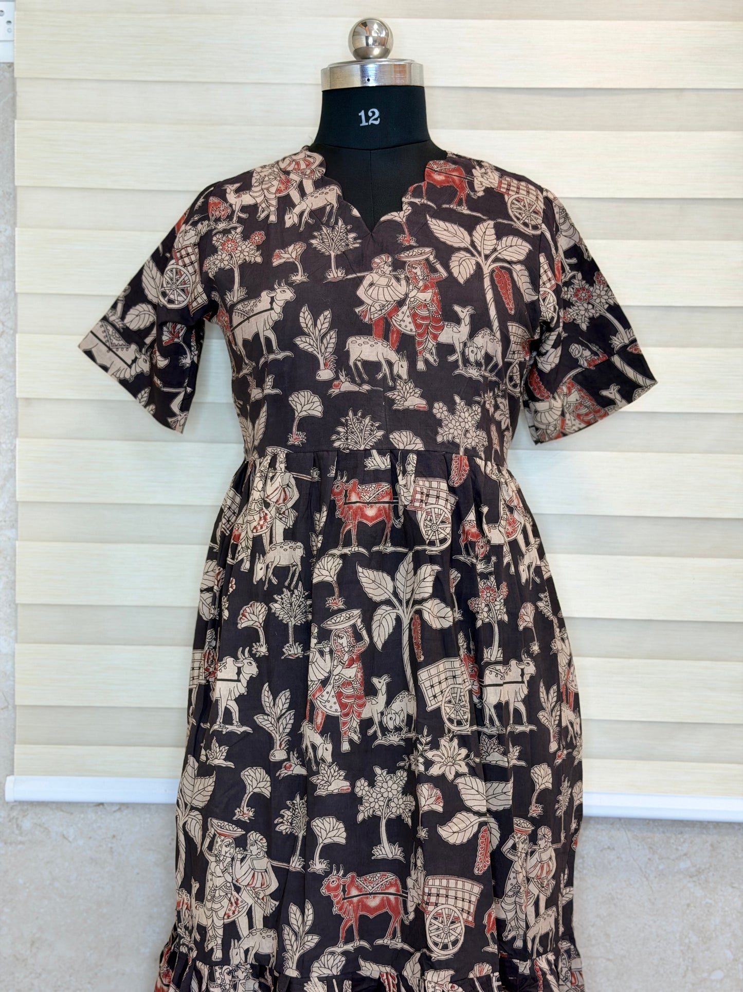 Kalamkari Prints Cotton Frocks Village Print