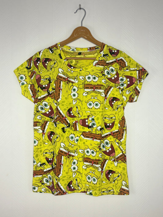 Yellow SpongeBob Character Print Women's T-Shirt