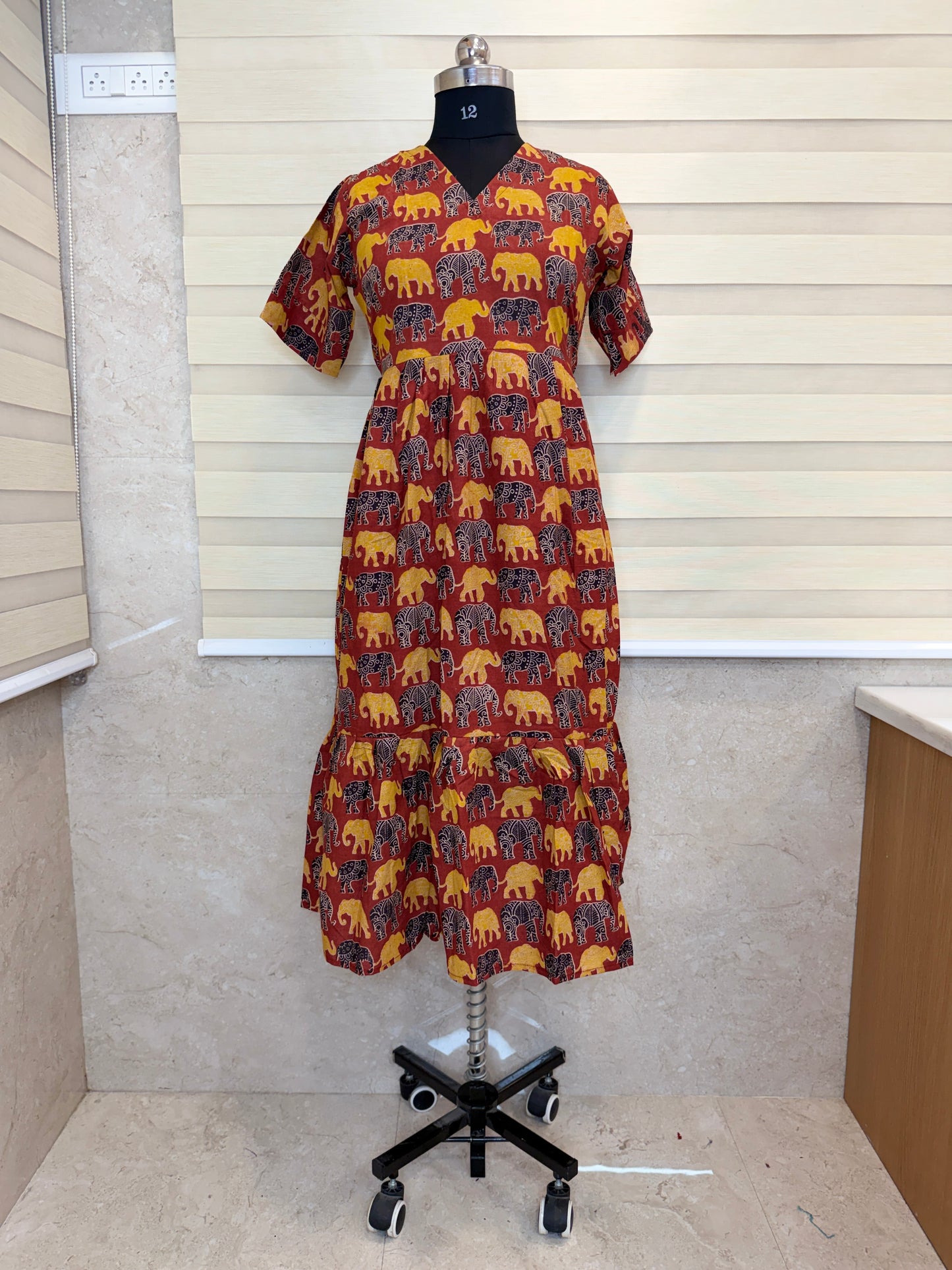 Kalamkari Prints Cotton Frocks Elephant Print