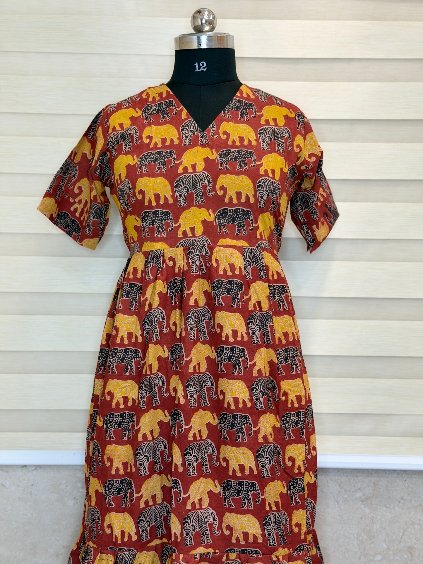 Kalamkari Prints Cotton Frocks Elephant Print
