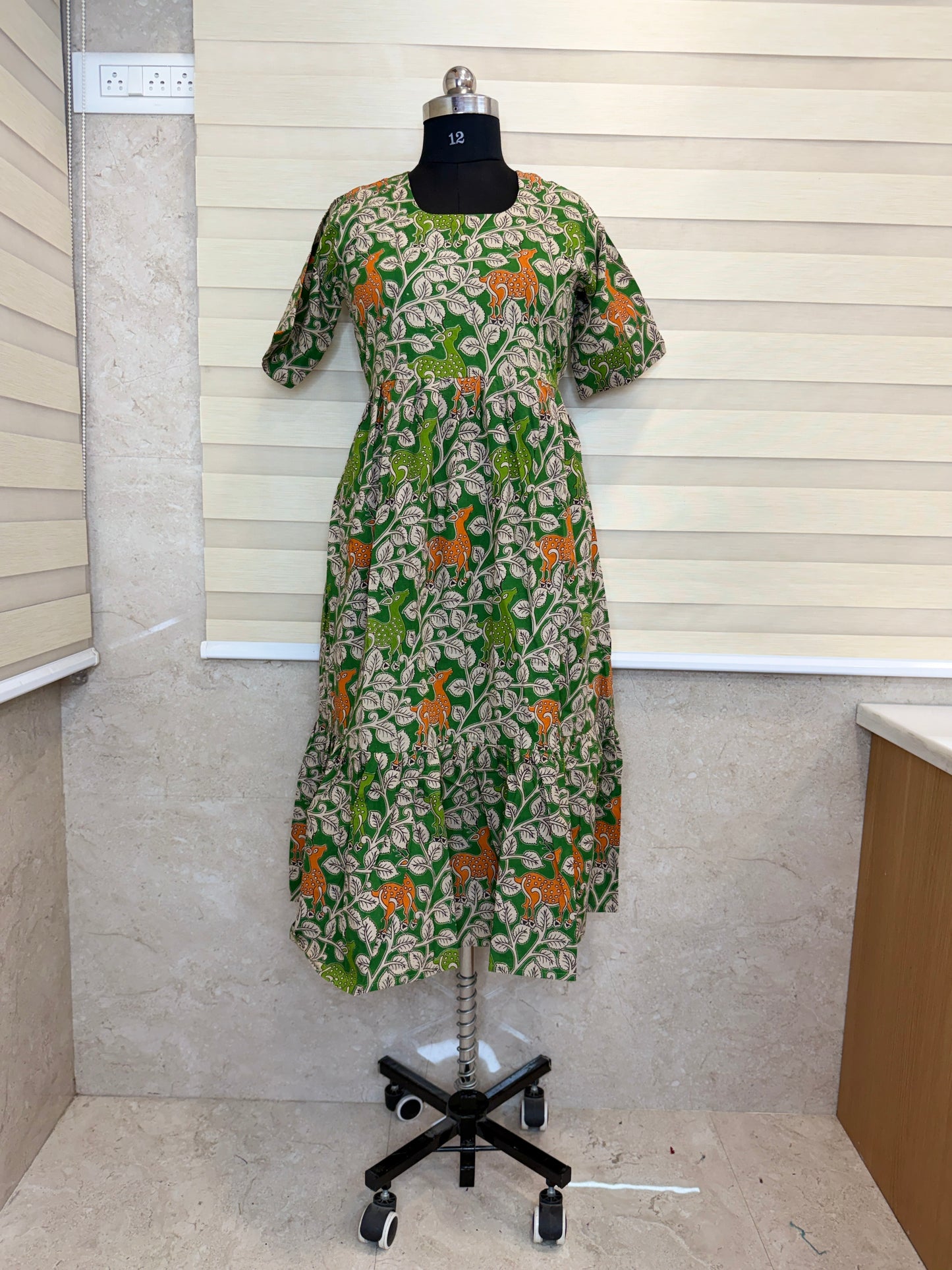 Kalamkari Prints Cotton Frocks Deer Print