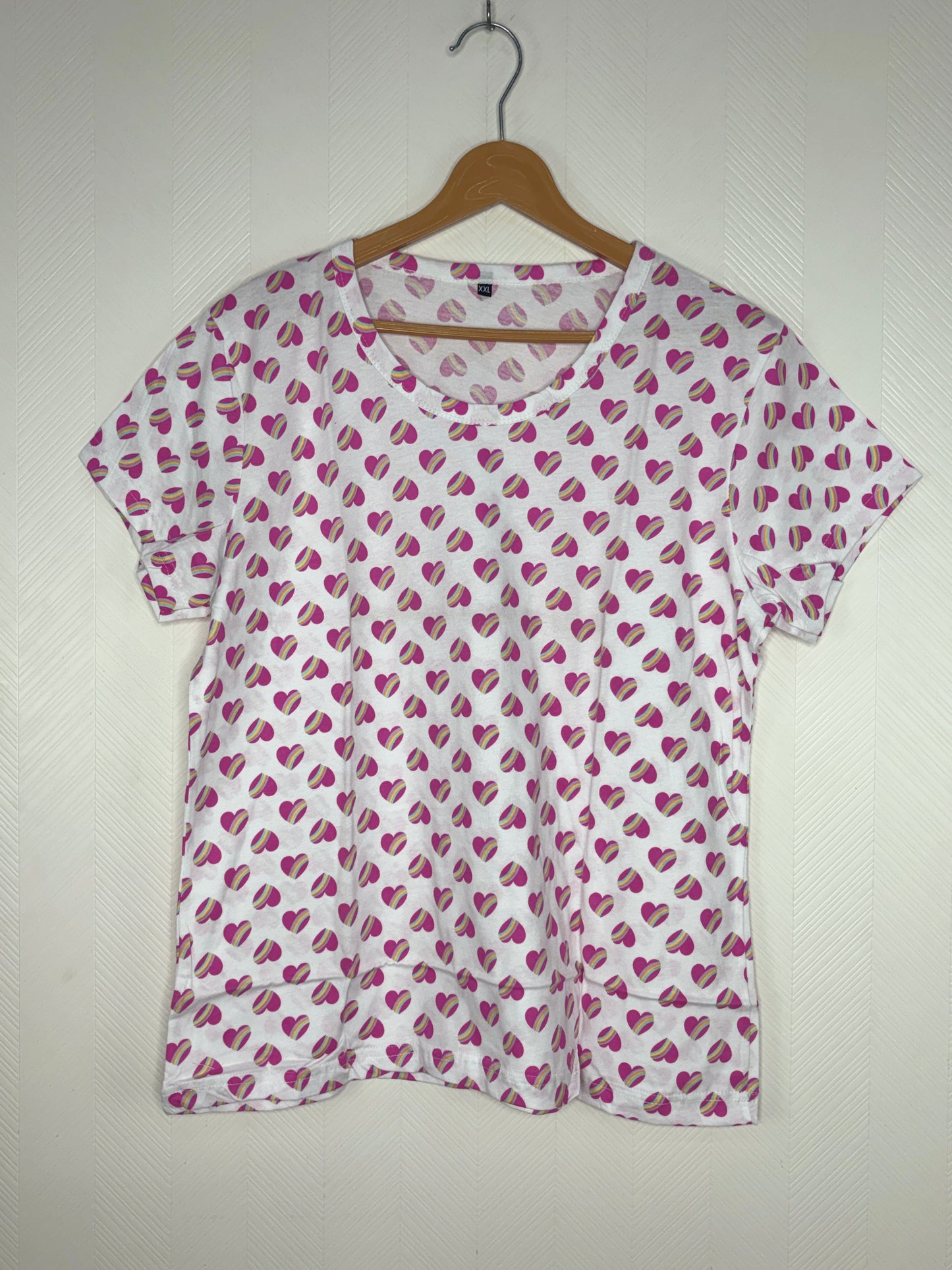 White Heart Print Women's T-Shirt