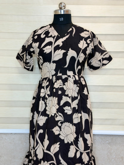 Kalamkari Prints Cotton Frocks Floral Vine Print