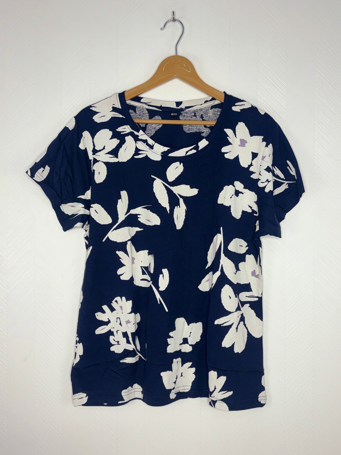 Navy Blue Floral Print Women's T-Shirt
