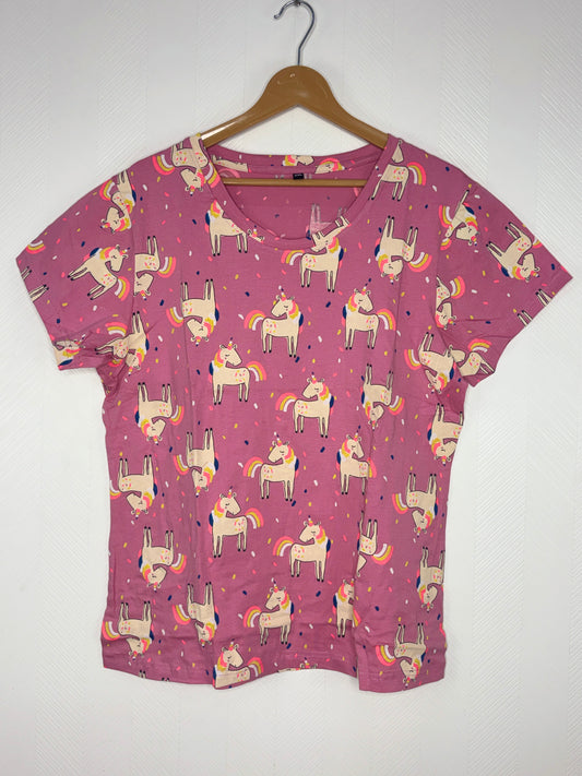 Pink Unicorn Print Women's T-Shirt