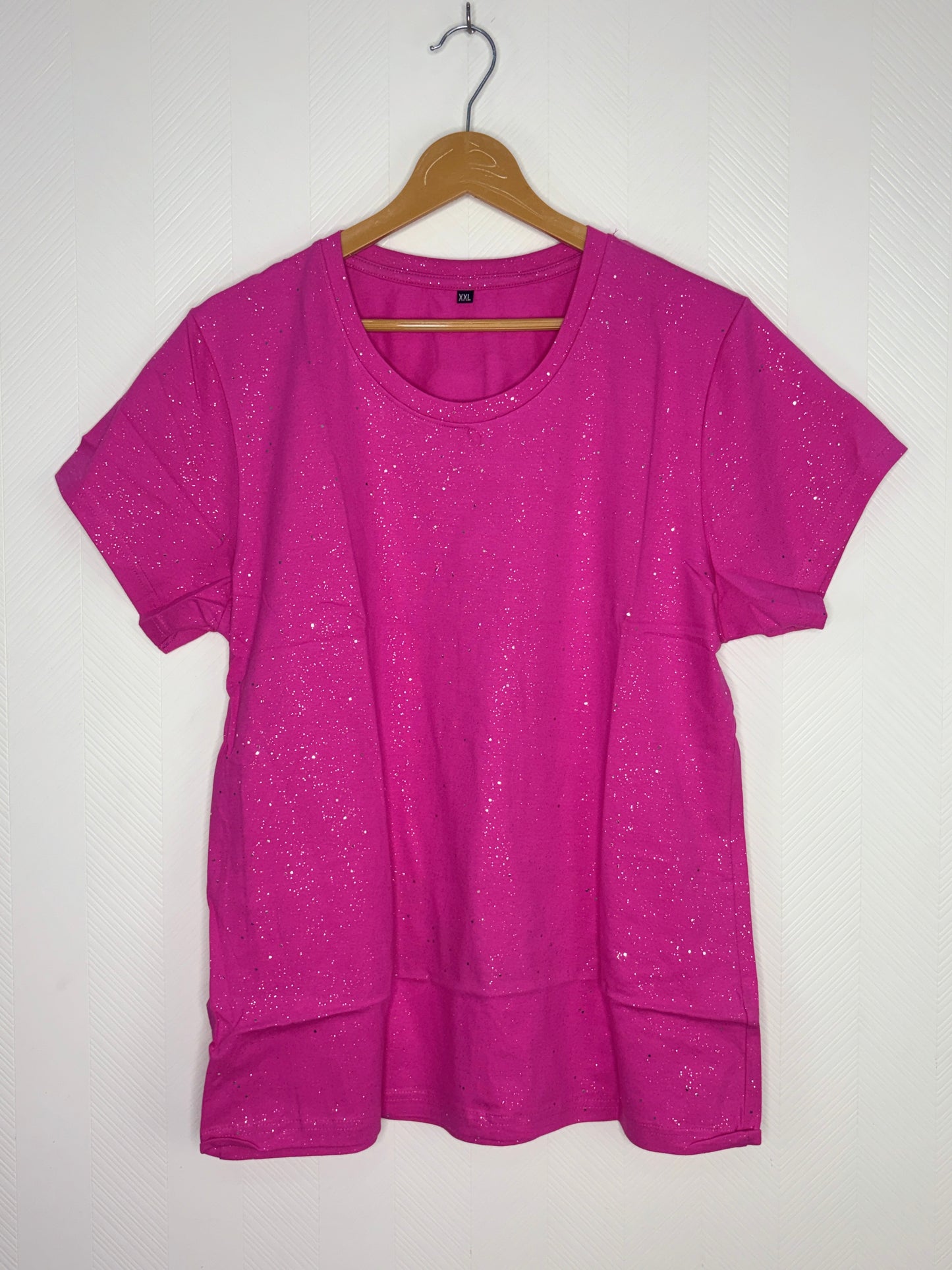 Hot Pink Glitter Print Women's T-Shirt