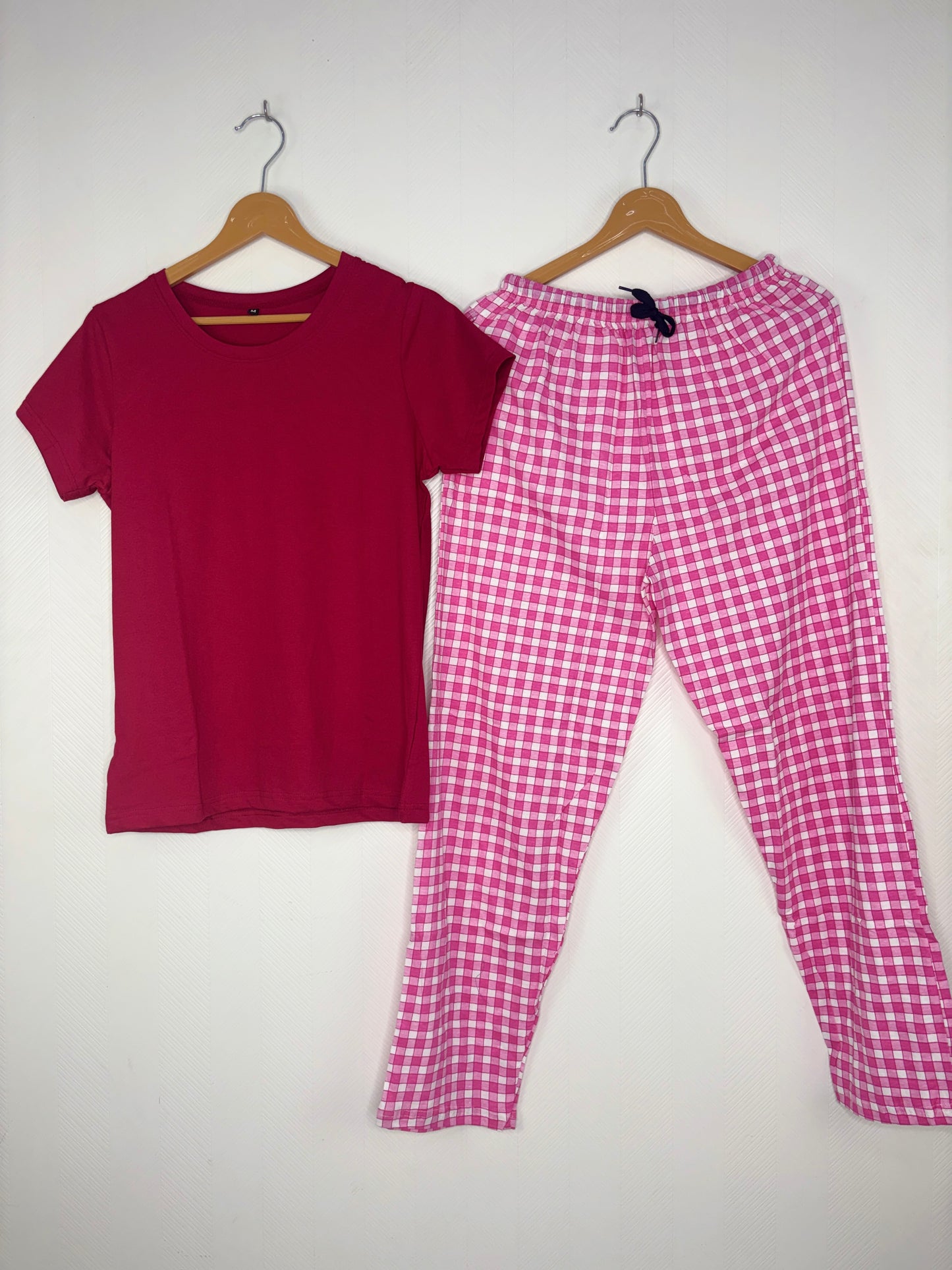 Dark red Solid T-Shirt and Pant Set