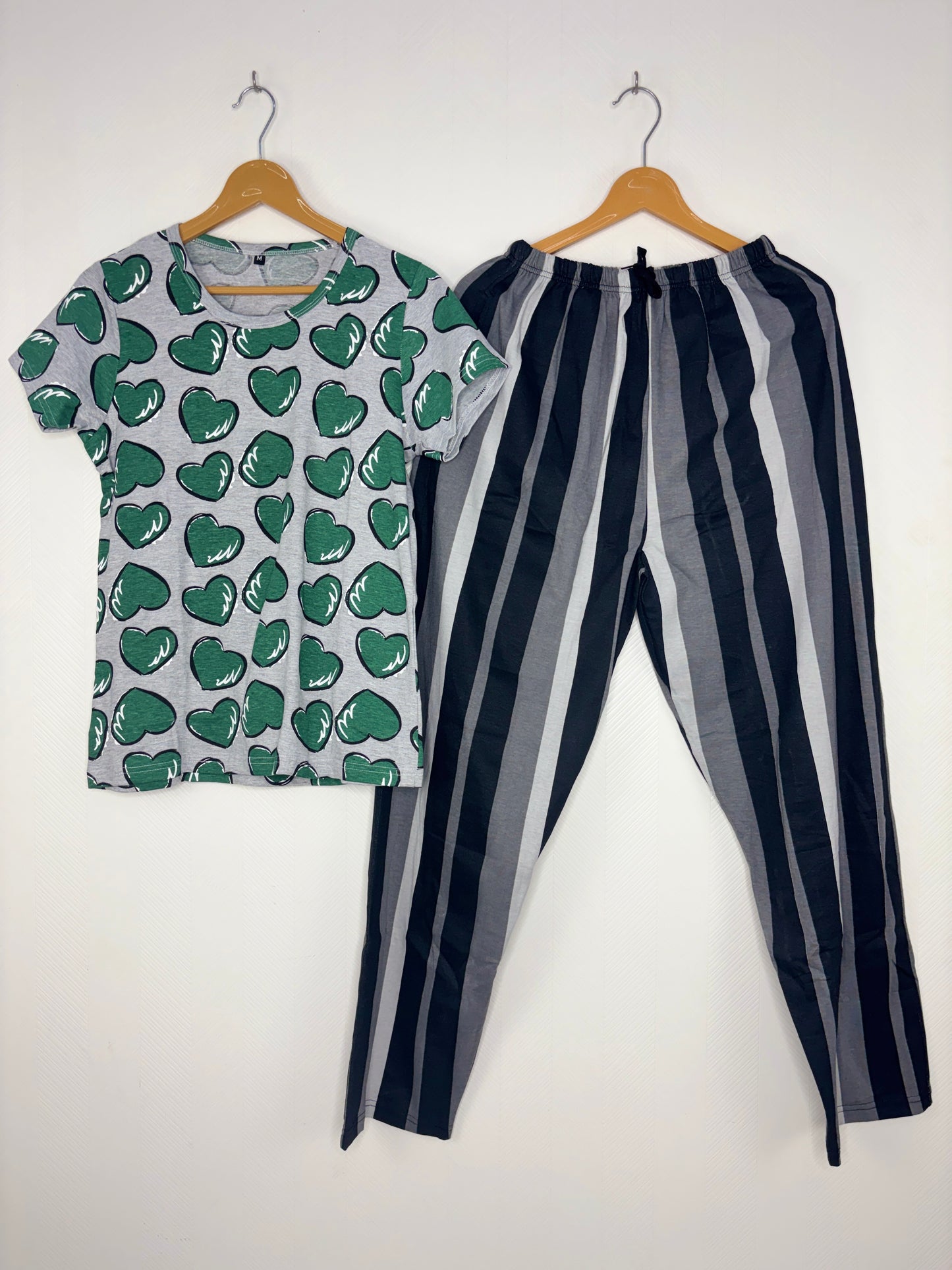 Grey Heart Print T-Shirt and Pant Set