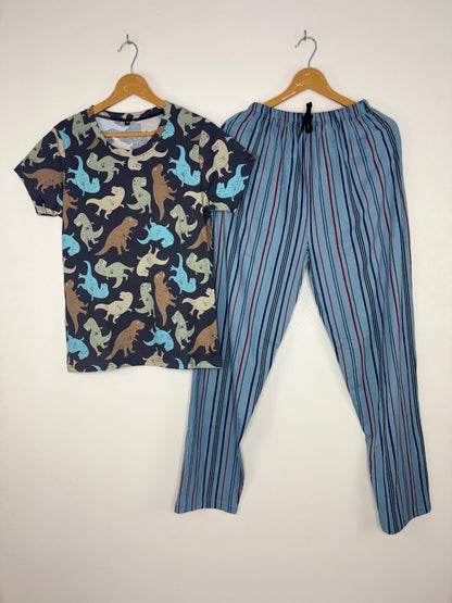 Grey Dinosaur Print T-Shirt and Pant Set