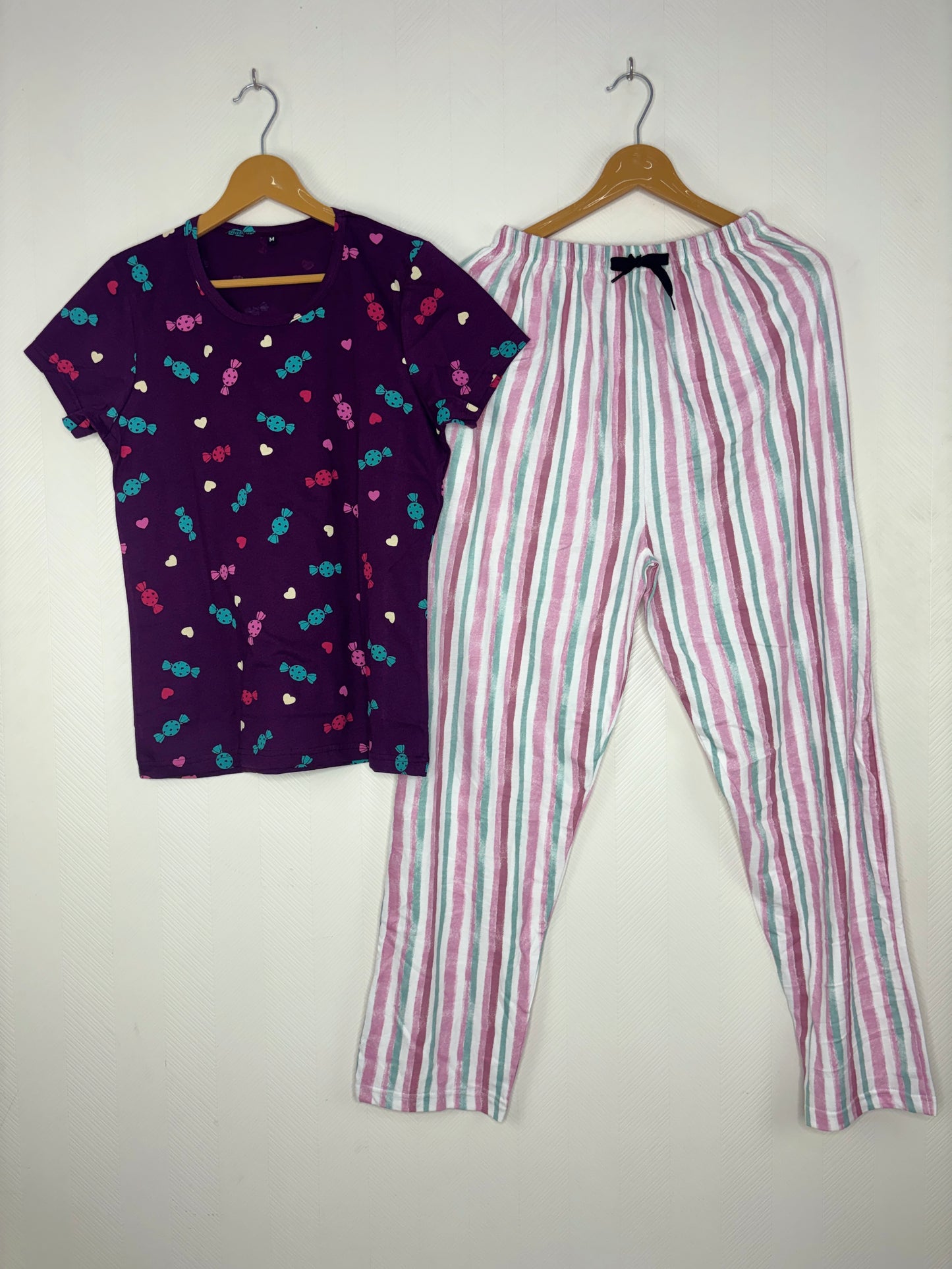 Purple Candy Print T-Shirt and Pant Set