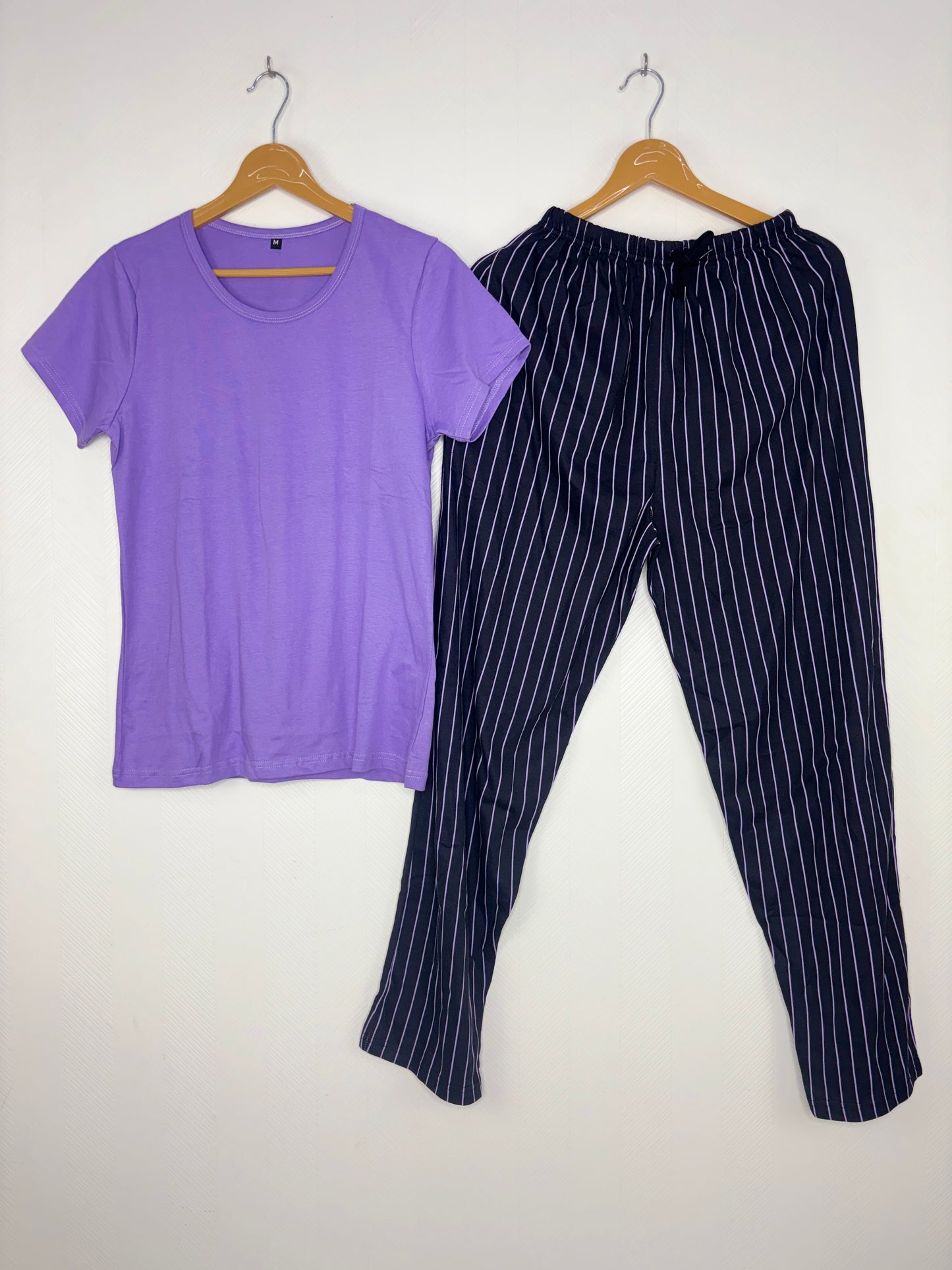 Lavender Solid T-Shirt and Pant Set