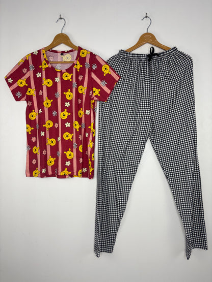 Pink Winnie the Pooh Print T-Shirt and Pant Set