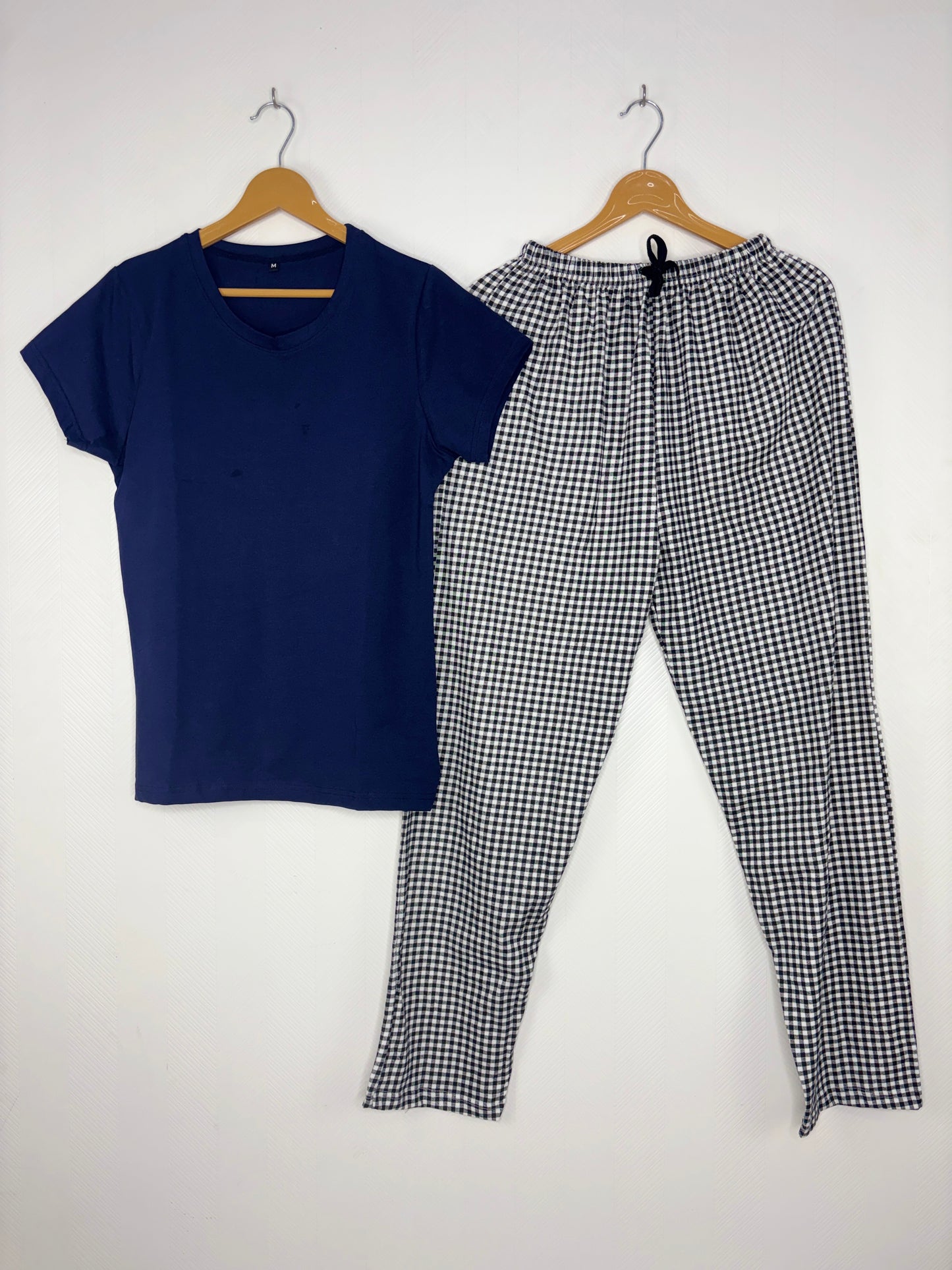 Navy Blue Solid T-Shirt and Pant Set