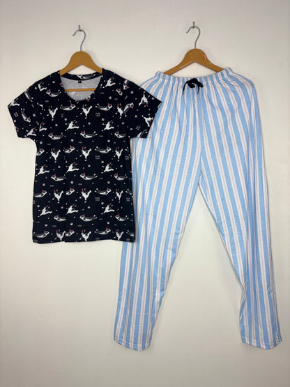 Black Boston Terrier Print T-Shirt and Pant Set