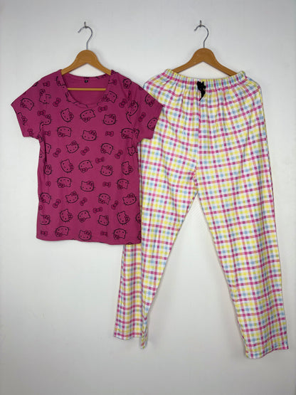 Pink Hello Kitty Print T-Shirt and Pant Set