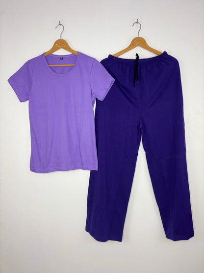 Lavender Solid Women's T-Shirt with Palazzo
