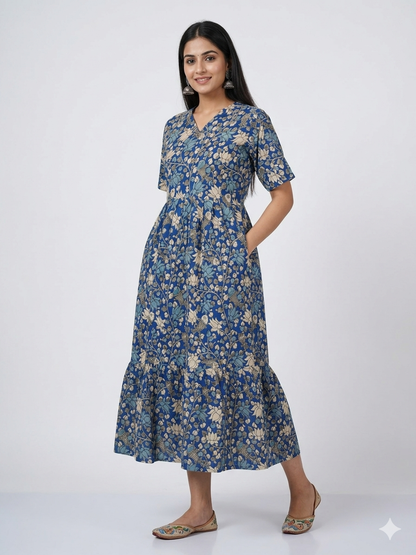 Kalamkari Prints Cotton Frocks Fish Print