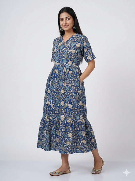 Kalamkari Prints Cotton Frocks Fish Print