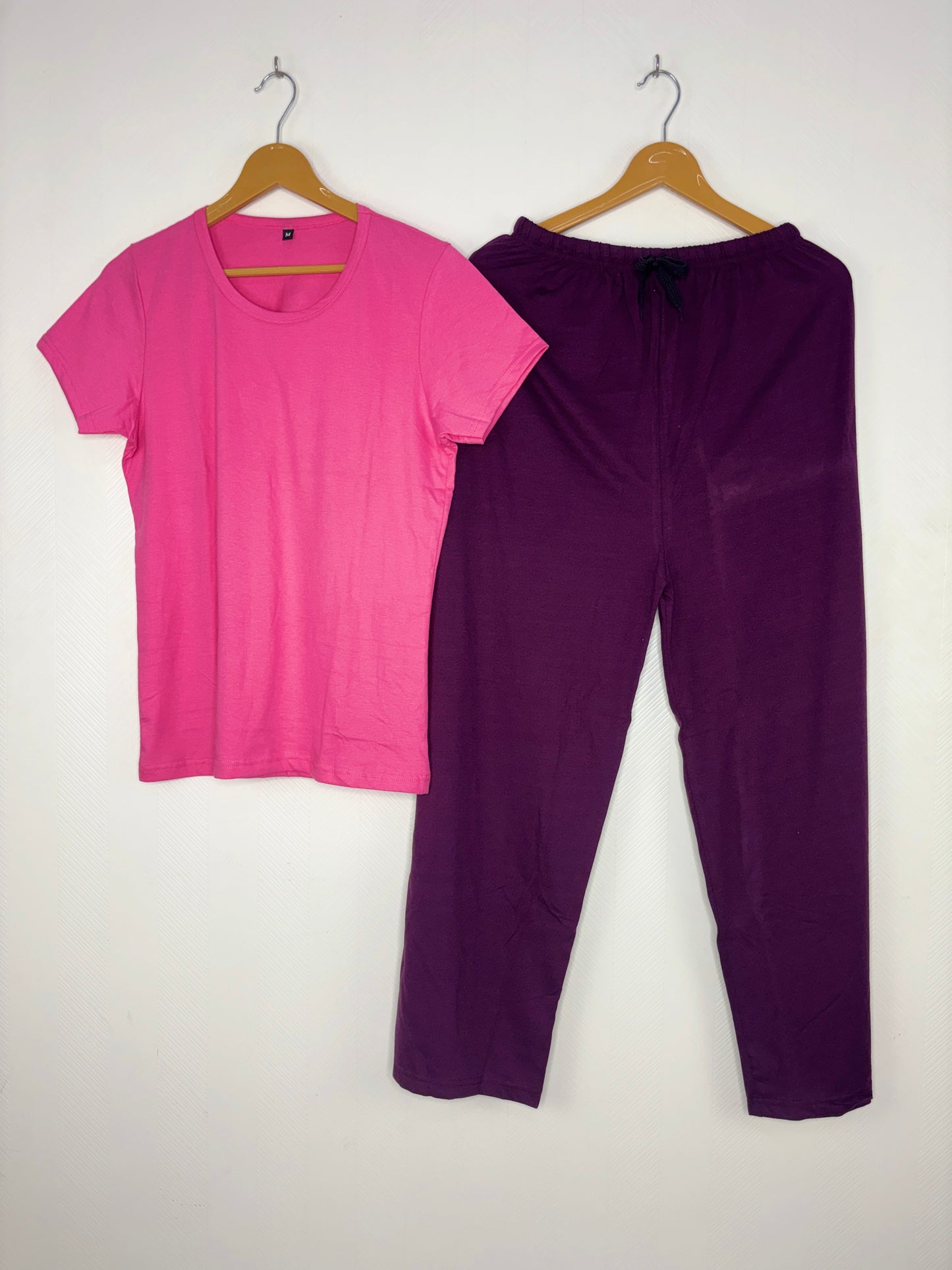 Hot Pink Solid Women's T-Shirt with Palazzo