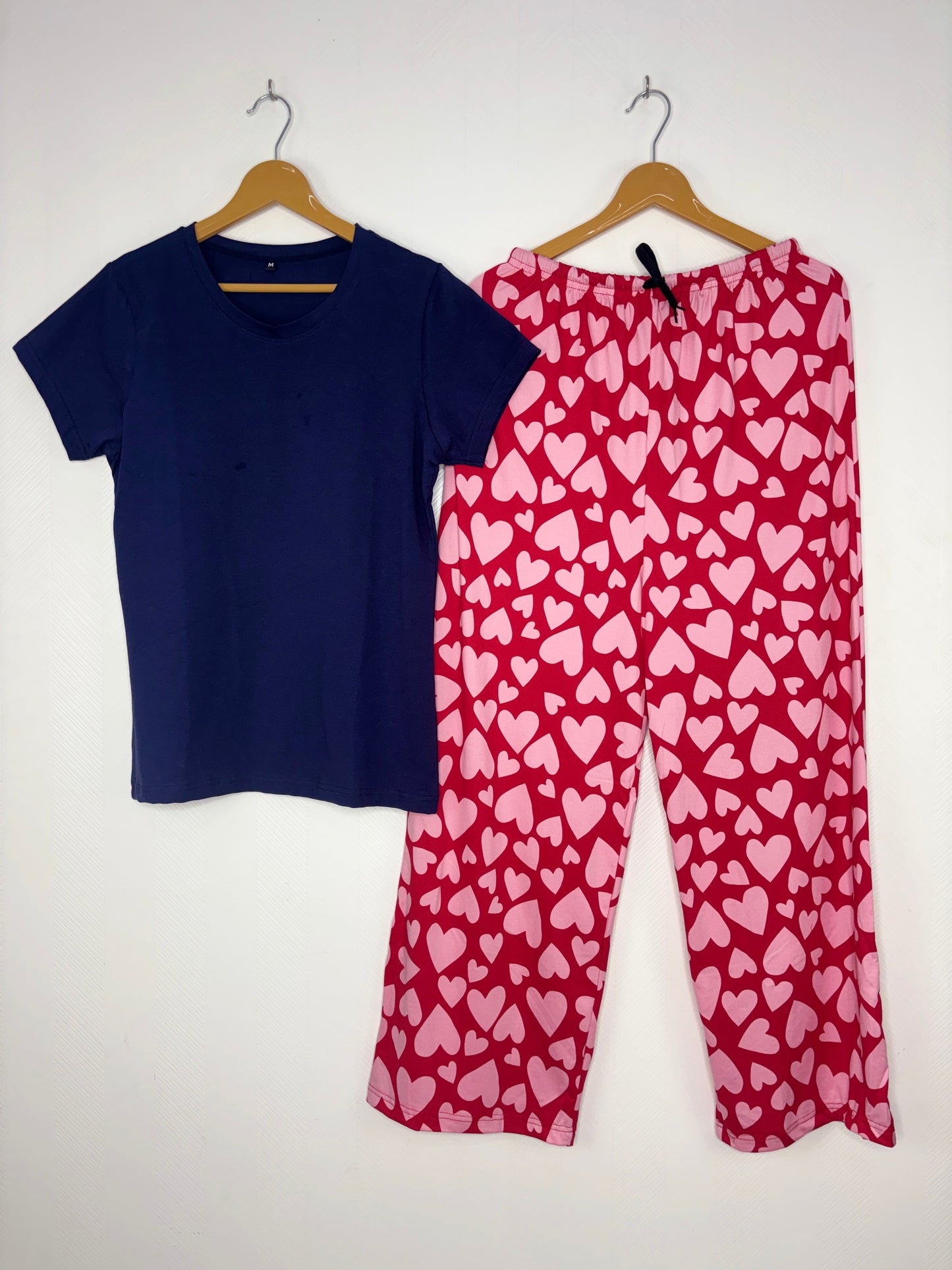 Navy Heart Print T-shirt with Spun Palazzo