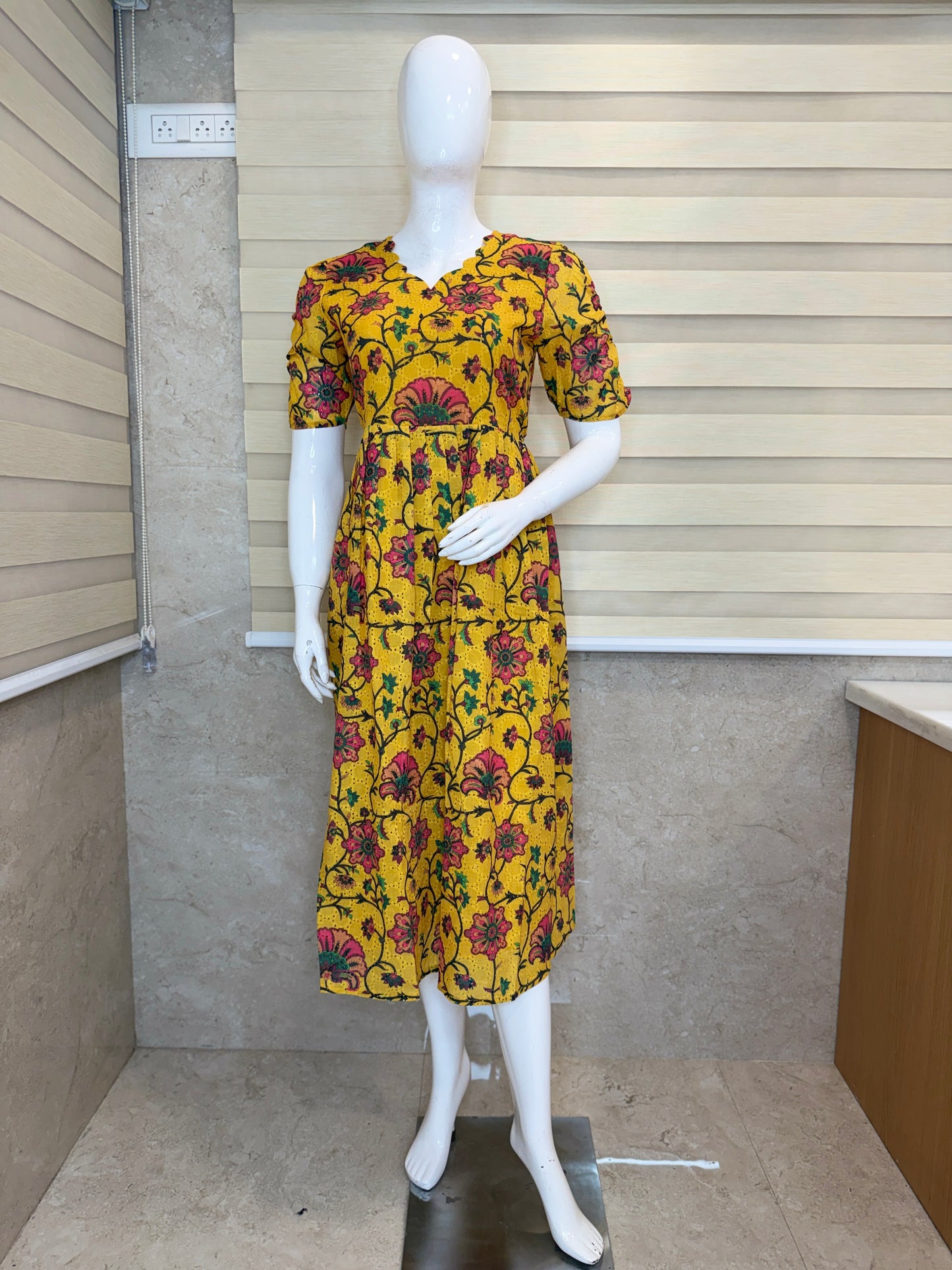 Mustard Floral Hakoba Non Feeding Maxi