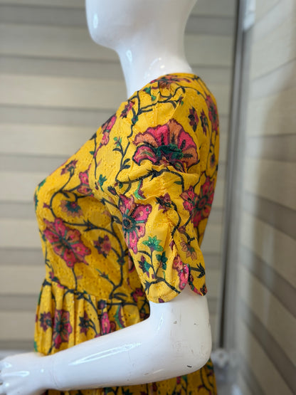 Mustard Floral Hakoba Non Feeding Maxi