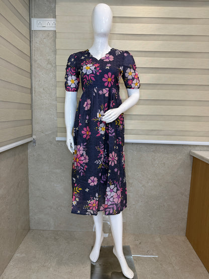 Navy Floral Hakoba Non Feeding Maxi